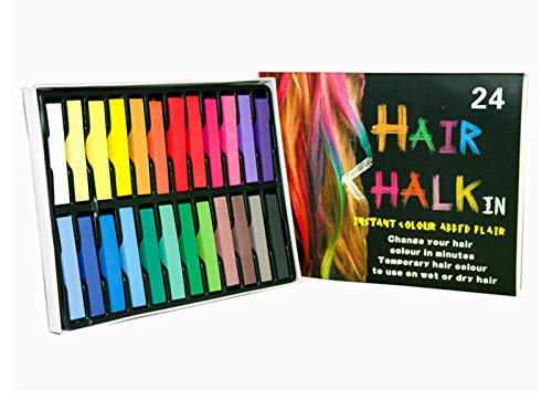 Hair Chalk, 24 Colors Set Non-Toxic Temporary Hair Color Chalk Dye Soft Pastels for Women and Girls Hair