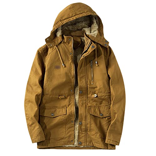 Parka d'hiver pour homme veste chaude polaire imperméable kaki XXL