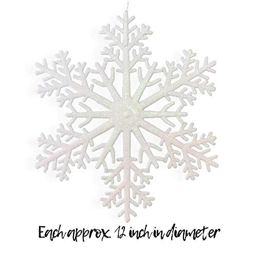 Banberry Designs Large Snowflakes - Set Of 15 - White Glittered Snowflakes - Approximately 12" D - Snowflake Decorations - Snowflake Window Décor - Festive Winter Decorations #TOP1