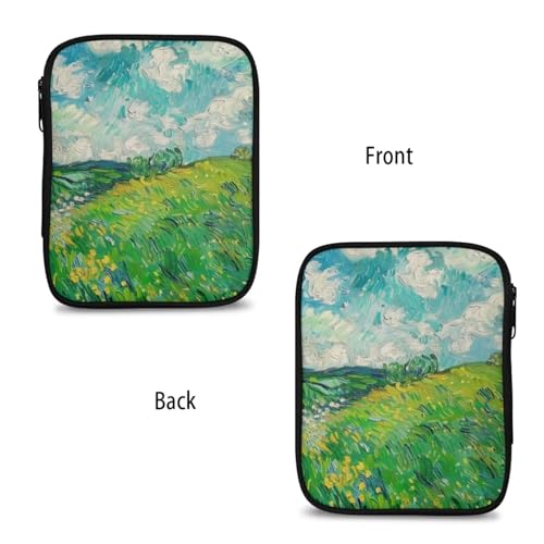 Image of Crochet Hook Case Green Wheat Field Crochet Hook Holder Portable Crochet Hook Storage Bag with Web Pockets Suitable for Crochet Needles /Knitting Accessories