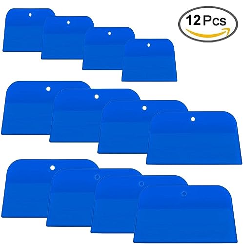 Image of Body Filler Spreaders,12 Pcs 4, 5, 6 Inch Automotive Body Fillers Hard Plastic Spreaders Auto Body Spreader for Applying Fillers Putties Glazes Caulks and Paint(Blue)