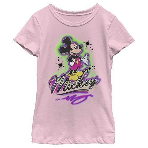 Disney Characters Airbrush Mickey Girl's Solid Crew Tee