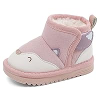 MASOCIO Baby Shoes Girls Winter Snow Boots Infant Toddler Booties Kids Warm Fluffy Furry Fur Lined Slippers 9 First Walking 6-12 Months Size 3 UK Child Pink