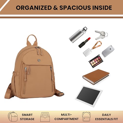 Image of Women Backpack for College, Office, Travel, Daily Use, Outdoor, Lightweight Water Resistant Nylon Stylish Daypack Bag with Multiple Pockets, Adjustable Straps, Durable Zipper