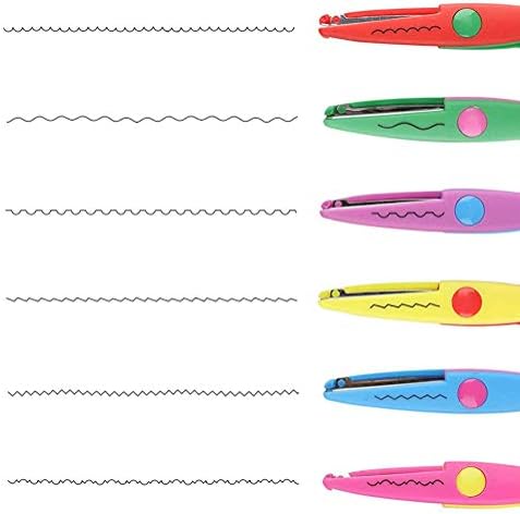 6 Pieces Kids Craft Scissors Set, Safety Edging Scissors Colorful Creative Wave Pattern Zigzag Scissors for Stamp Paper Cutting DIY Art Design