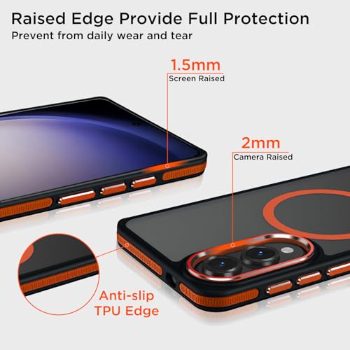 Image of MALEWOLF Case for Samsung Galaxy S25 Edge with Adjustable Stand, Slim Phone Case Fits for Magsafe, Color Hybrid Shockproof Protective Cover for Galaxy S25 Edge, Enhanced Non-Slip Grip (Black /Orange)