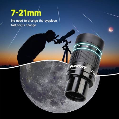 SVBONY SV135 Zoom Eyepiece, Zoom 7 to 21mm 1.25 Inch Telescope Eyepiece, Telescope Accessories for Astronomic Visual Observation (40-57°) by SVBONY - Image 2