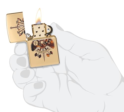 Image of Zippo Gamer Creed Design High Polish Brass Pocket Lighter