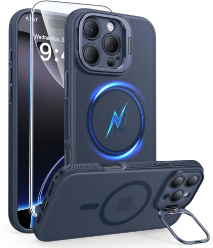 Image of FNTCASE for iPhone 16 Pro Case with Stash Stand for MagSafe Deep Blue