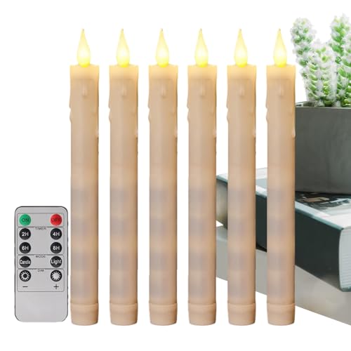 Bougies coniques LED sans flamme avec minuterie intégrée pour bougeoirs 3D d'intérieur