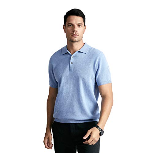 BEYOND FASHION Men's Polo Shirt Short Sleeve Soft Light Weight - 100% Pure Cashmere