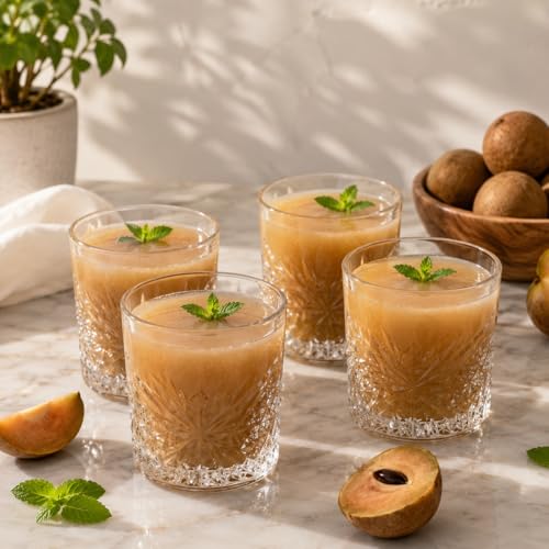 Image of bellemax 300ML Juice and Water Glass Stylish Crystal Highball Drinking Glasses, Medium Size Tumbler Glasses for Juice, Water, Milk, lassi, Cocktails and Sharbat (TR-16, 6 Count (Pack of 1))