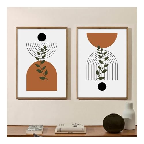 Décoration de maison minimaliste pour mur vide - Toile abstraite cercle orange et noir