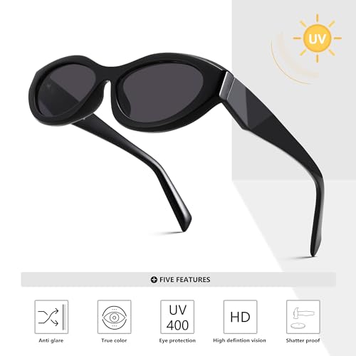 AZorb Retro Oval Sunglasses for Women Cat Eye Sun Glasses 90s Sunnies UV400 Protection3