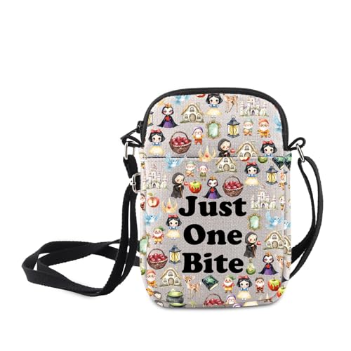 MNIGIU Fairy Tale Themed Gift Snow Princess Crossbody Bag Cartoon Movie Lover Gift Just One Bite Fairytale Shoulder Bag