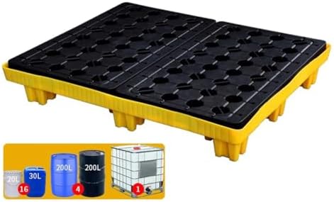 Modular Drum Spill Containment Pallet - Oil Tank Spill Tray, Anti-Leakage, 17 (128x128x17cm) for Maximum Spill Prevention & Protection