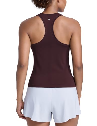Image of CRZ YOGA Seamless Racerback Tank Waist Length | Training, Chafe-Free, Slim Fit, Crewneck, Mesh Vents, Workout, Sleeveless Tops for Women