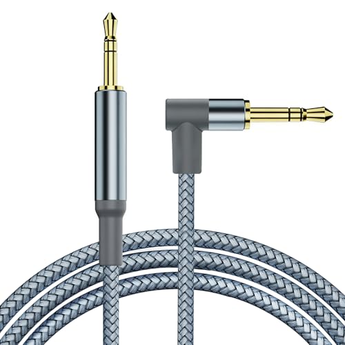 3.5mm to 3.5mm Aux Cable 1.2M Aux Cord Right Angle Jack Adapter 90 Degree Male to Male Auxiliary Audio Cable Lead Stereo Headphone Cable for Car Beats Echo Dot Laptop Tablet MP3 Player Speaker