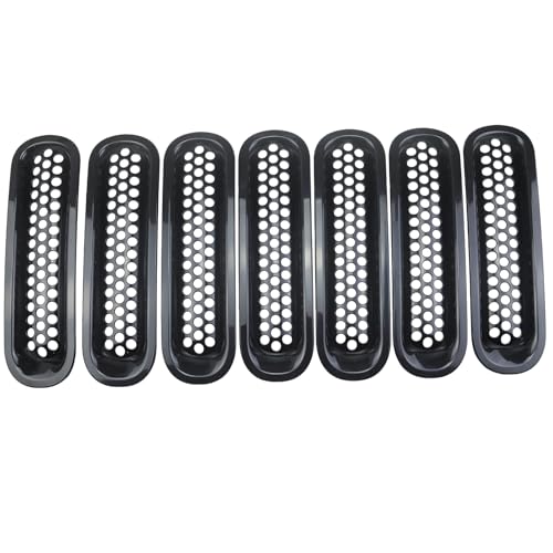 Image of 7PCS Grille inserts Black Fits For Jeep Wrangler JK, JKU, Unlimited, Sports, Sahara, Freedom, Rubicon 2-Door & 4-Door 2007 2008 2009 2010 2011 2012 2013 2014 2015 2016 2017