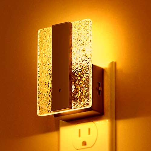Image of DORESshop LED Night Lights Plug Into Wall [2 Packs], Decorative Night Light with Dusk-to-Dawn Sensor, Dimmable Nightlights, Adjustable Brightness Night-Lights for Bathroom, Hallway, Bedroom,Amber