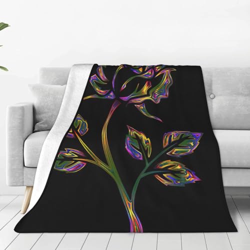 Couverture polaire chaude isolation thermique fleur noire et dorée - 2