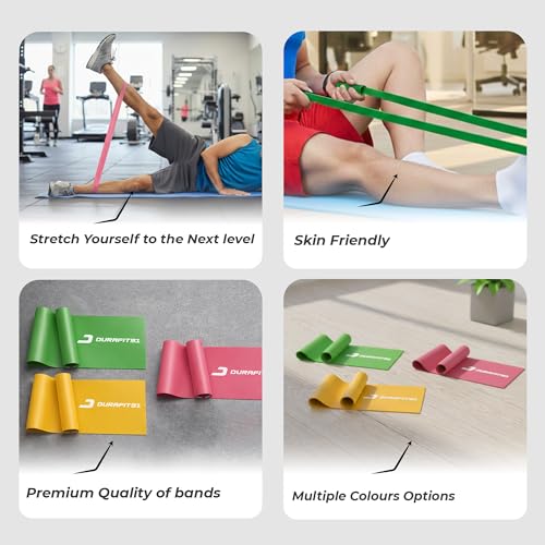 Image of Durafit91 Resistance Bands Set of 3(Extra Light to Heavy) Exercise Thera Band for Unisex, Natural Latex Stretch Band for Yoga, Pilates, Strength Training,Home Workout,Gym Fitness,Physical Therapy