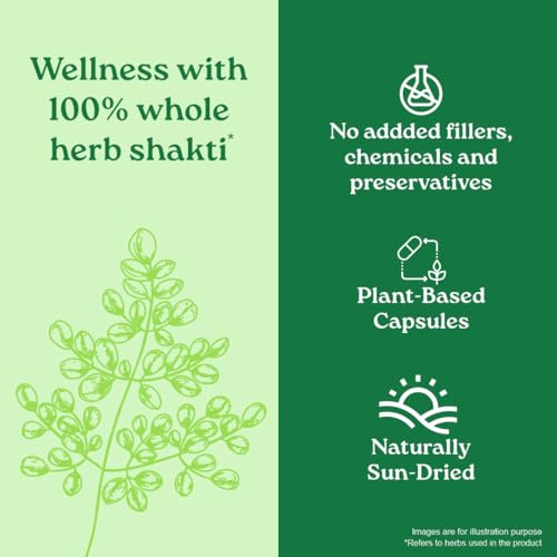 A TATA Product - Organic India Moringa Capsules - 60 Veg Caps, Essential Nutrition Superfood, Helps Naturally Boost Energy Level, Improves Stamina, Rich In Vitamins & Minerals, GMP & NPOP Certified Organic