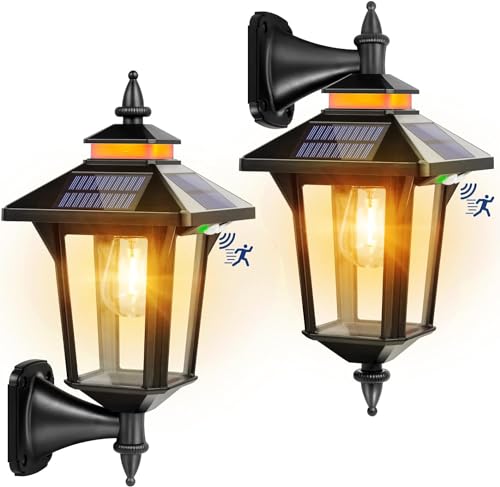 COLBOR Lampes Solaires Extérieur, 2 Applique Solaire Extérieur avec Détecteur de Mouvement, 3 Modes Intelligents, Éclairage Extérieur Puissant et Étanche IP65,...