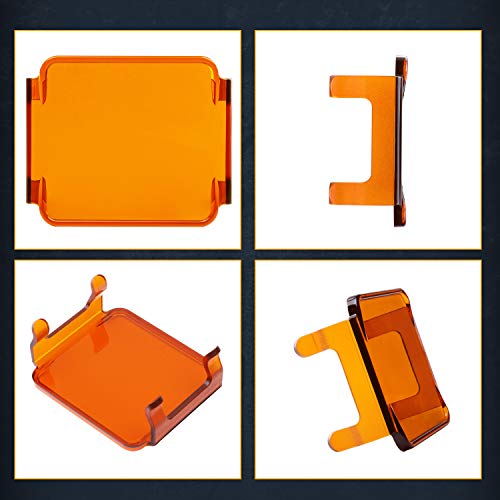 Nirider Amber LED Cube Light Covers - 2PCS 3 Inch Transparent Yellow Bar Covers for Square LED Pods, Work, Off Road, Driving, Fog Lights