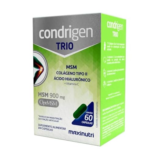 Condrigen Trio Colágeno Tipo 2 com Ácido Hialurônico Vitamina C e MSM (Metilsulfonilmetano) 60 Cáps Maxinutri Maxigold
