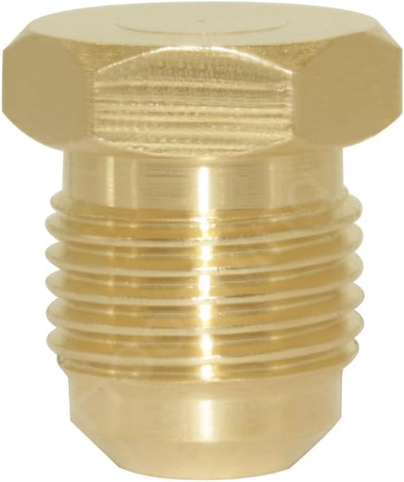Hooshing 3/8" Tube OD Brass Flare Plug, SAE 45 Degree Flare Tube Fitting Seal Plugs, 2 Pack