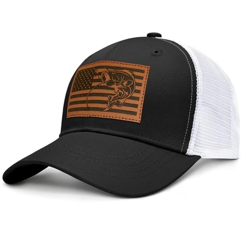 Image of Fishing Hat Fishing Gifts for Men Bass Fish Flag Gear Accessories Stuff Trucker Hat Snapback Baseball Cap
