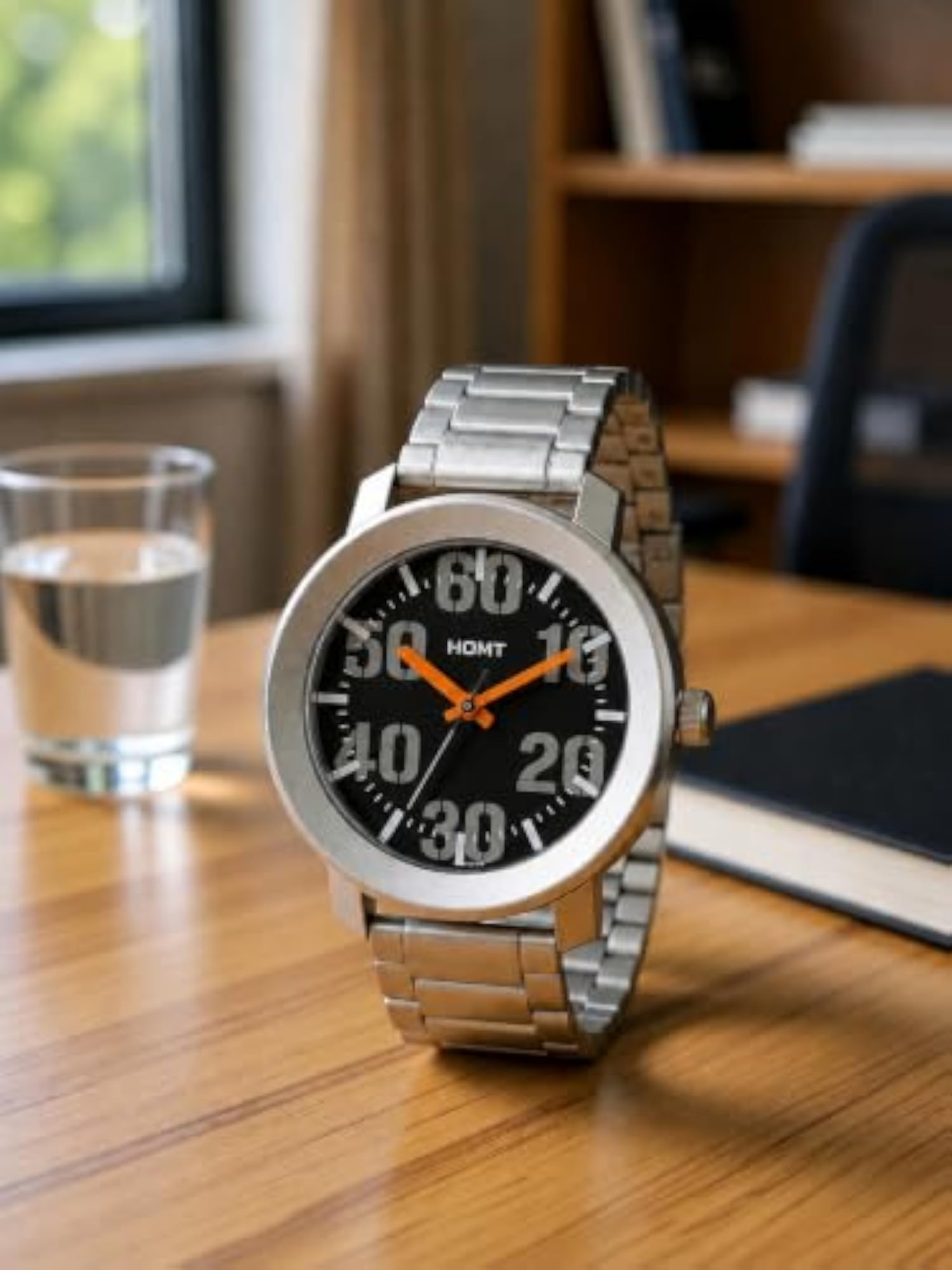 Men's Black Dial Stainless Steel Chain Watch