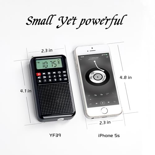 YF39 Portable FM AM Radio with Bluetooth, Voice Recording, TF Card Support, Stable Signal Reception, LED Emergency Light, Compact Design for Home and Outdoor Use(Black)