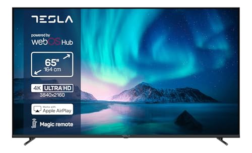 TESLA TV Smart TV 65 Pulgadas Series 6-4K UHD, webOS, HDR10, Dolby Audio, ThinQ AI, AirPlay, Miracast, Game Mode, Grabación USB, 3 HDMI + 2 USB, Negro