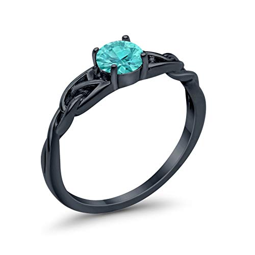 Blue Apple Co. Minimalist 6mm Round Cubic Zirconia Celtic Trinity Ring Twisted Vintage Style Solitaire Wedding Engagement Rings For Women 925 Sterling Silver Gifts For Her3