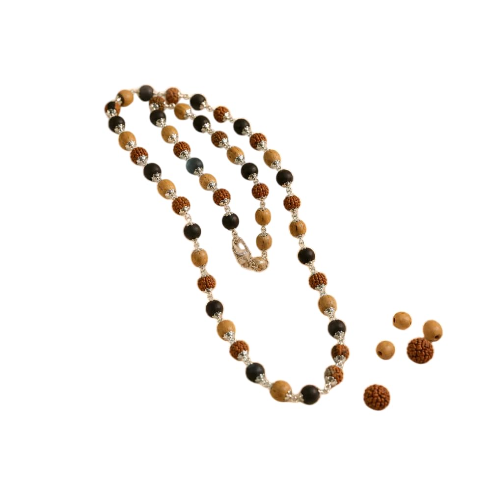 Karungali Rudraksha Tulsi Mala | Original Black Ebony Wood, Rudraksha & Tulsi Beads | Shields from Negativity, Promotes Devotion & Emotional Balance | Temple Energized | for Men & Women-image-41