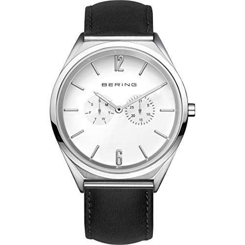 BERING 17140-404 Montre Quartz analogique en Cuir Blanc Finition Premium