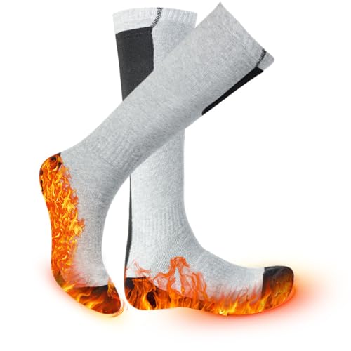 SPEVERT Heated Socks for Men Women,Winter Camping Skiing Stockings 3000mAh 7.4 V Battery Rechargeable Washable Socks (Large)