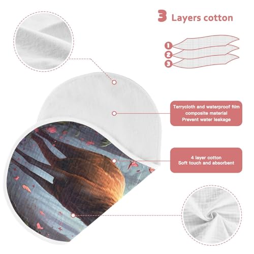 J JOYSAY Deer Flowers Lightblue Baby Burp Cloths for Boys Girls Large 22''x11'' Cotton 4 Layer Baby Bibs for Baby Spit Up one sizex43