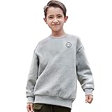 [SIPERLARI] トレーナー 子供服 スウェット パーカー 裏パイル 綿 長袖シャツ クルーネック プルオーバー キッズ男女兼用 ジュニア ワンポイント 男の子 女の子 かわいい 服 やわらか あたたかい ファッション おしゃれ カジュアル (ライトグレー, 140)