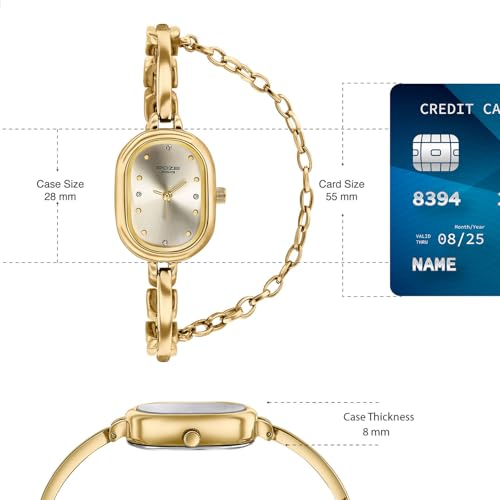 Image of Sonata Poze 8 Quartz Analog Watch with Jewellery Accessory for Women with Gold Dial & IPG Alloy Strap - SP80176YM01W