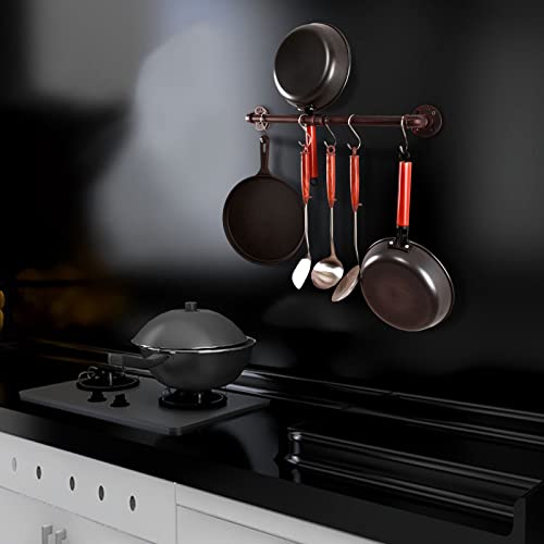 LINKPIPES Pipe Pot Pan Rack Wall Mounted Industrial Utensil Lid Holder Cookware Hanger Kitchen Organizer Hanging Bar Rail with S Hooks(24 inch,Red Bronze) - Image 6