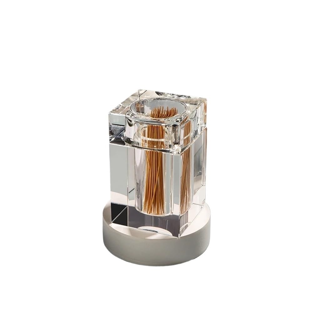Tianshengqi Transparent Clear Glass Toothpick Box Square Crystal Holder With Lid Simple Home Cotton Swab Hotel Storage Jar(Transparent)