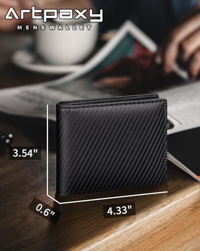 Image of Artpaxy Mens Wallet Bifold Genuine Leather RFID Blocking Wallet for Men with 1 ID Window 15 Card Holders 2 cash pockets 1 Gift Box