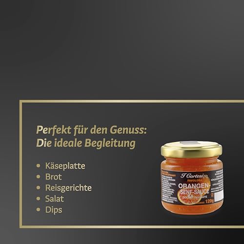 I CORTESI Orangensenfsauce – 120ml – Senfsoße mit Orangenaroma – fruchtig würzige Sauce