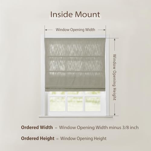 Image of TWOPAGES Isabella No Drill Cordless Roman Shade Linen Textured Cotton Roman Blind for Windows, Custom Made Room Darkening Blackout Roman Window Shade, Hardware Included, Flax, 1 Piece