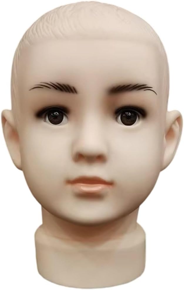 CHADWICK UnPinnable Baby Mannequin Head - Wig Stand For Kids, Plastic Model For Hats, Wigs, Glasses, Scarves Display - Baby Girl Children Hat Stand, Canvas Block Manikin For Home, Salon (47cm