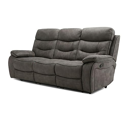 Image of Torque - Joel 3 Seater Fabric Manual Recliner | Recliner Sofa /Chair for Living Room, Bedroom, Office (Grey) | 1 Year Warranty
