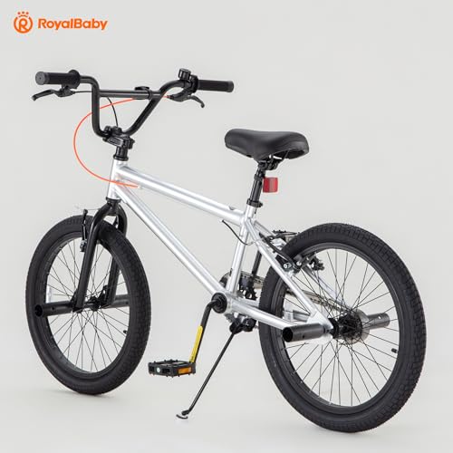 Image of RoyalBaby Kids BMX Bike 20 24 Inch, Professional Aluminum (Silver) or Sturdy Steel (Red /Black), Freestyle Street Bicycle for Beginners & Advanced Riders, Easy Assembly